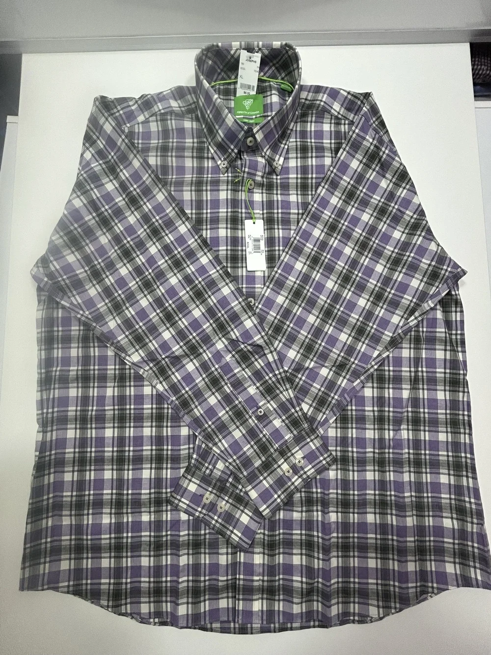 Forsyth of Canada Non Iron Plaid Shirt XL Purple Black White